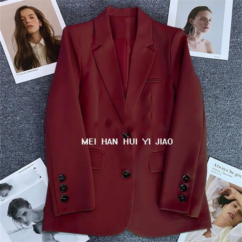 Four Seasons Women's Khaki Suit Jacket Spring Autumn CollectionElegant High-End Street Style for The Leisure Season