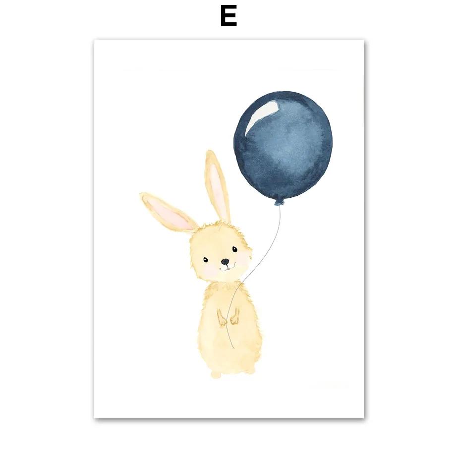 Canvas Painting Cute Raccoon Squirrel Penguin Balloon Nordic Wall Art Posters And Prints Nursery Wall Pictures Kids Room Decor