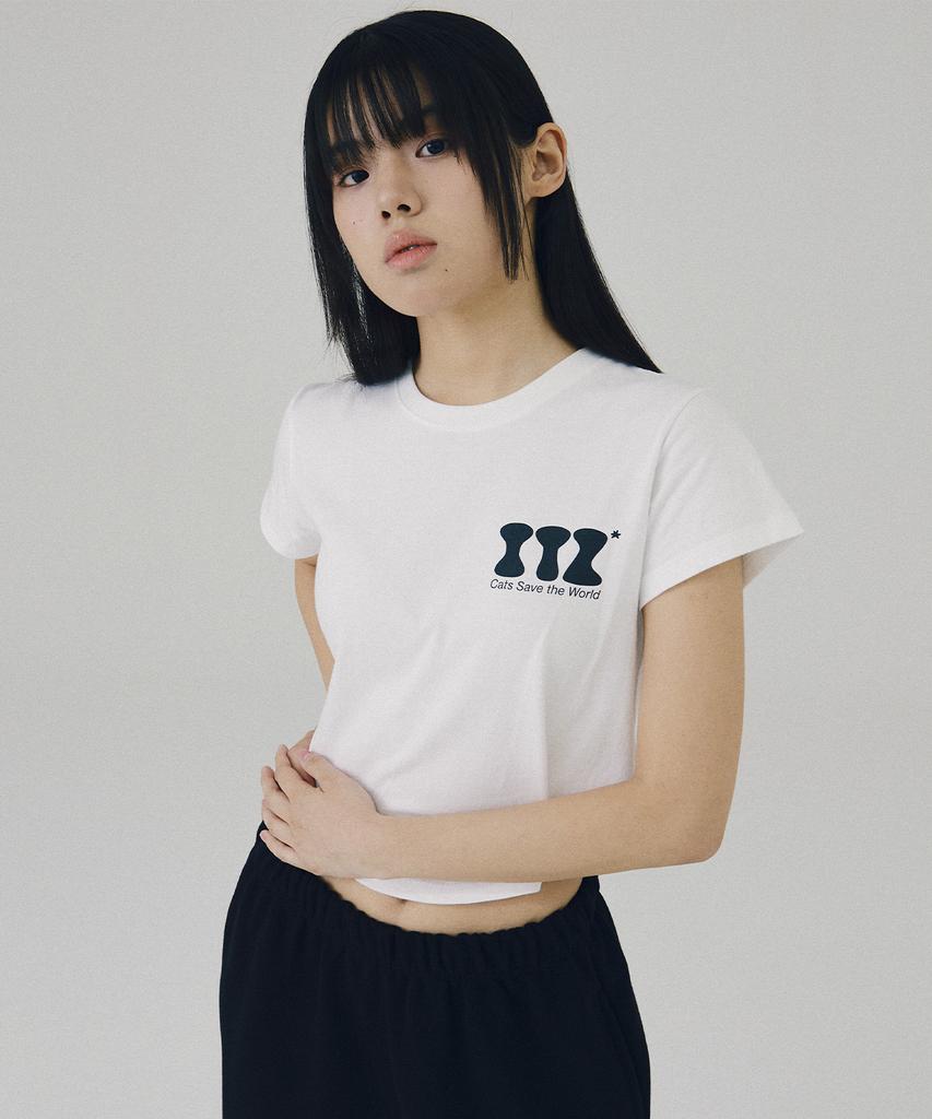 Isjabaibeu Itz Mini Logo Crop T Shirt - White