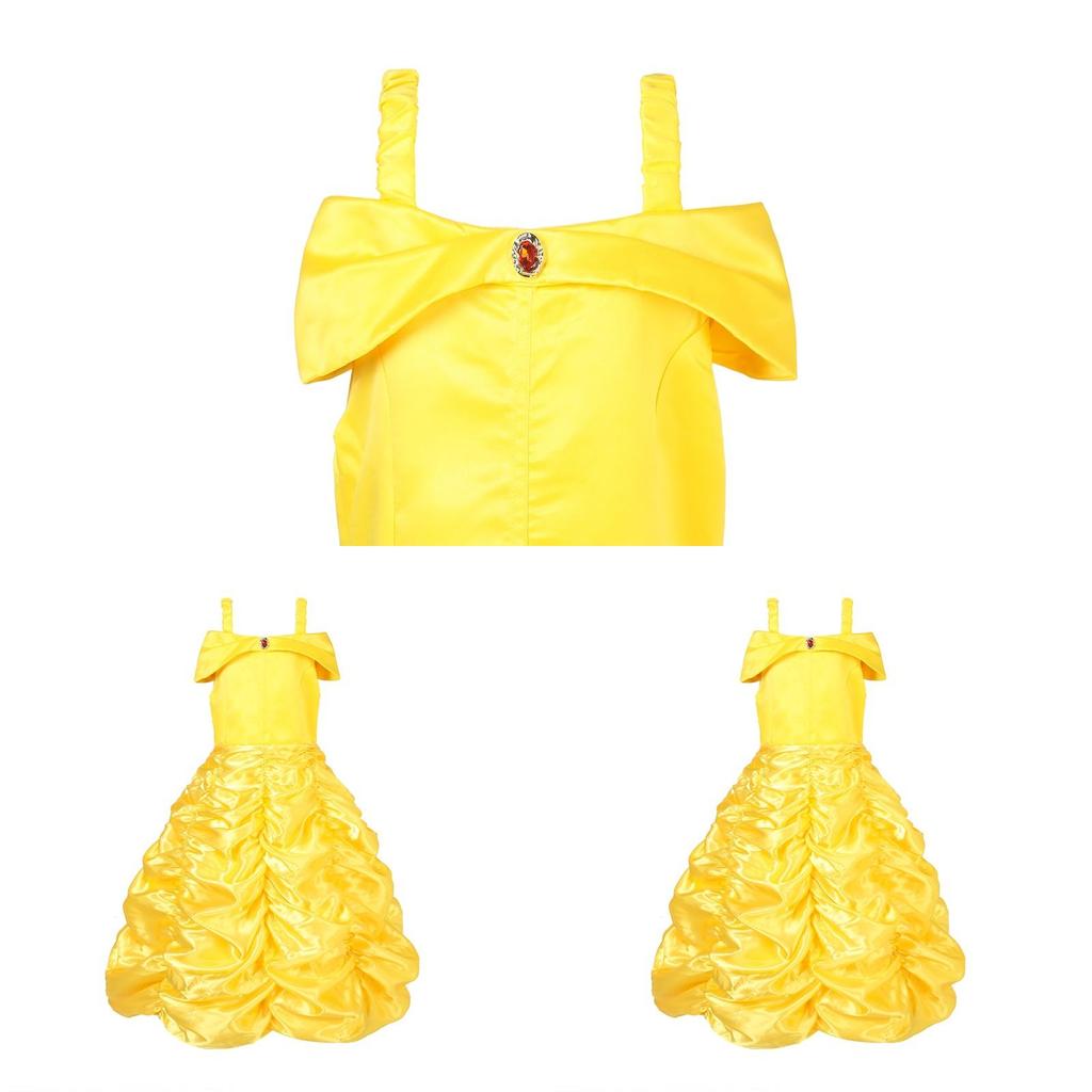 Beauty And The Beast Belle Princess Dress For Girls With Cartoon Pattern And Soft Cotton Fabric For Holiday Celebrations