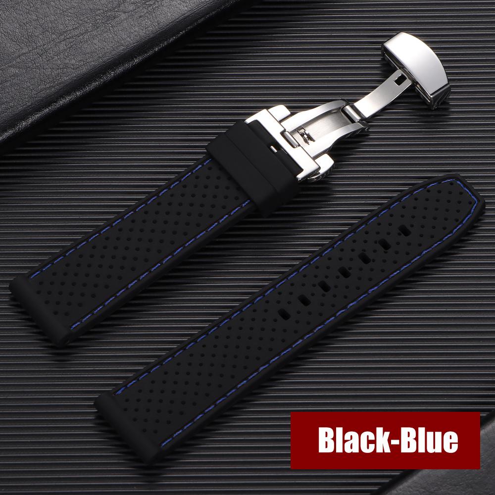 Premium Silicone Watch Band Butterfly Buckle Waterproof Soft Rubber Strap 20mm 22mm Breathable Strap Replacement Universal Watch