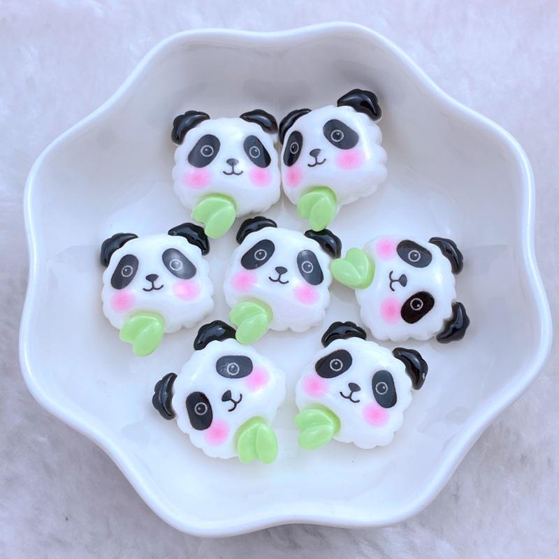 10Pcs New Cute Resin Panda, Bamboo Series Flat Back Fit Phone Deco Parts Embellishments For Hair Bows Accessories