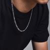 Men's Silver Figaro Chain Necklace Polished Smooth Brims For Comfort Adjustable Lengths 16 18 20 22 24 Inch