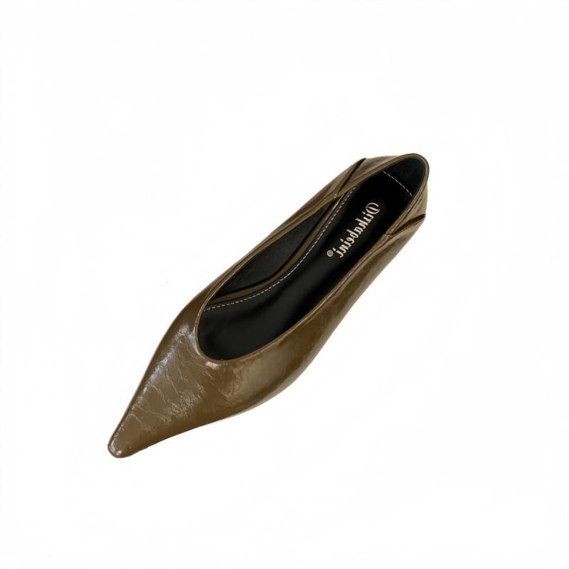 Französische spitze Stiletto High Heels Damen 2025 neu aprikosenfarben heller Mund einzelne Schuhe Damen