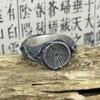 Adjustable Open Ring Men Women Sterling Vintage Wood Grain Band Geometric Design Retro Unisex Jewelry