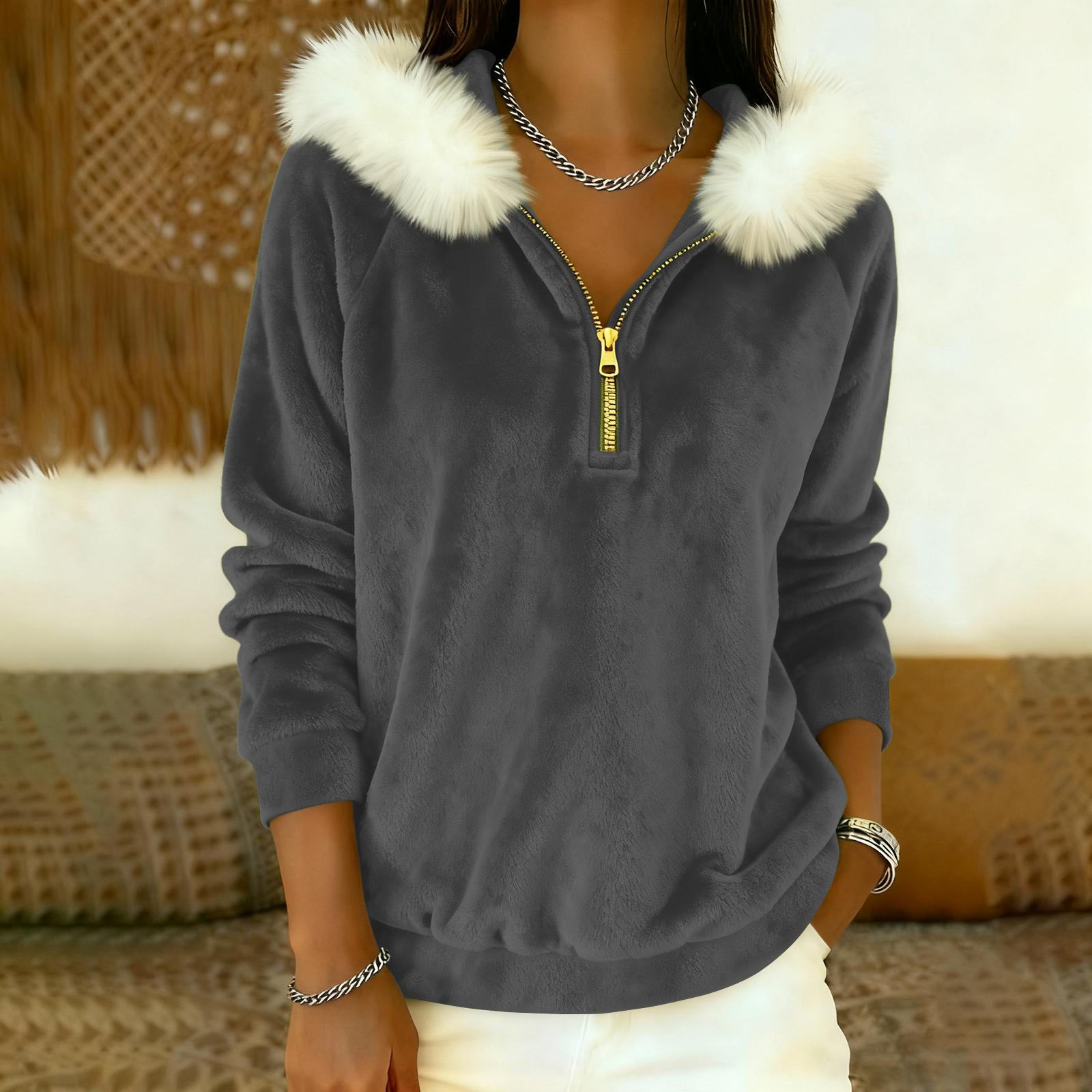 Женский свободный и удобный повседневный модный топ с капюшоном и длинными рукавами на молнии S