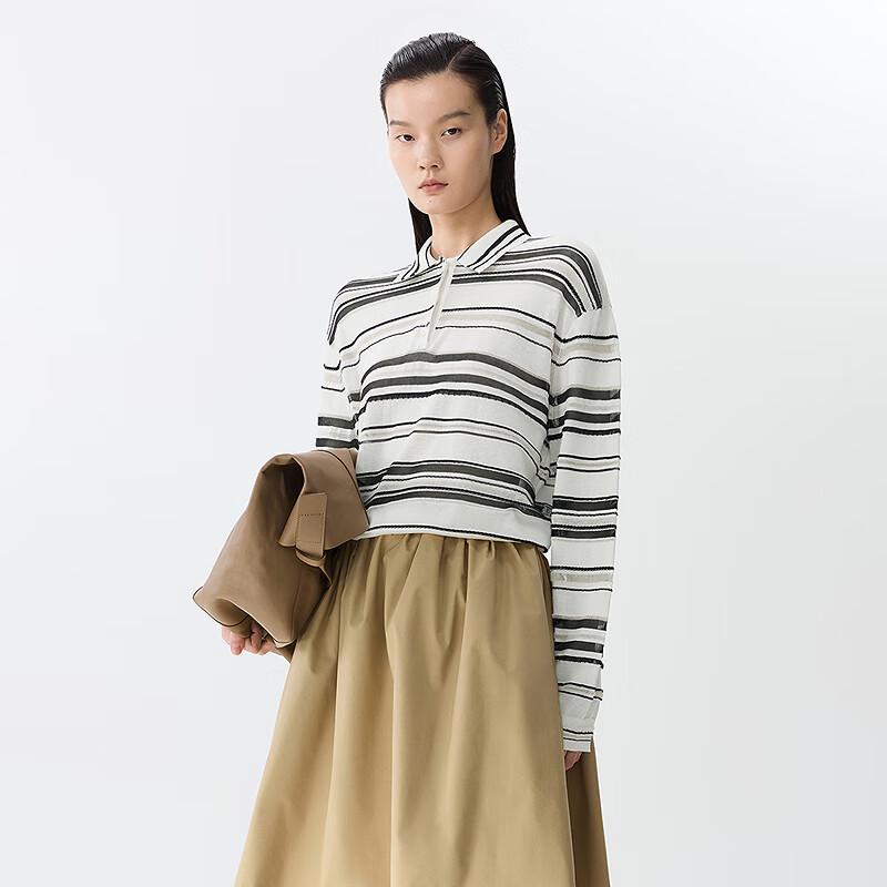 JNBY 2025 Spring Store Style Striped POLO Neck Sweater Pullover