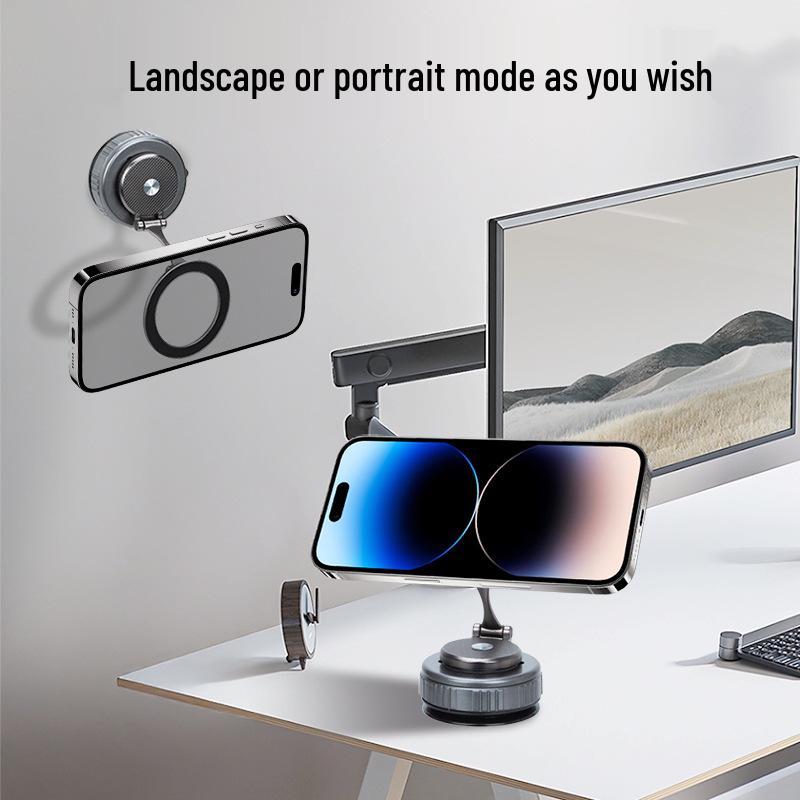 Magnetic Phone Holder with 360° Rotation: Foldable Suction Stand for Car & Desktop Navigation