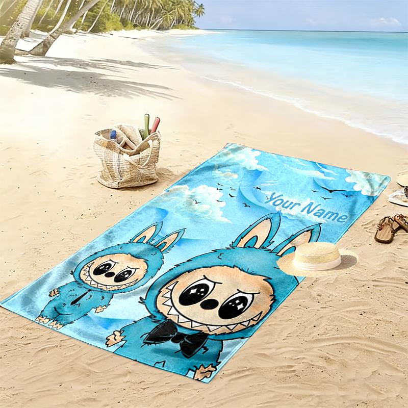 Custom NameBlue Sky, Clouds, Birds, Rabbits. Beach Towel Soft Microfiber Summer Towel Quick Dry Absorbent Towel for Beach Swimming Pool Travel