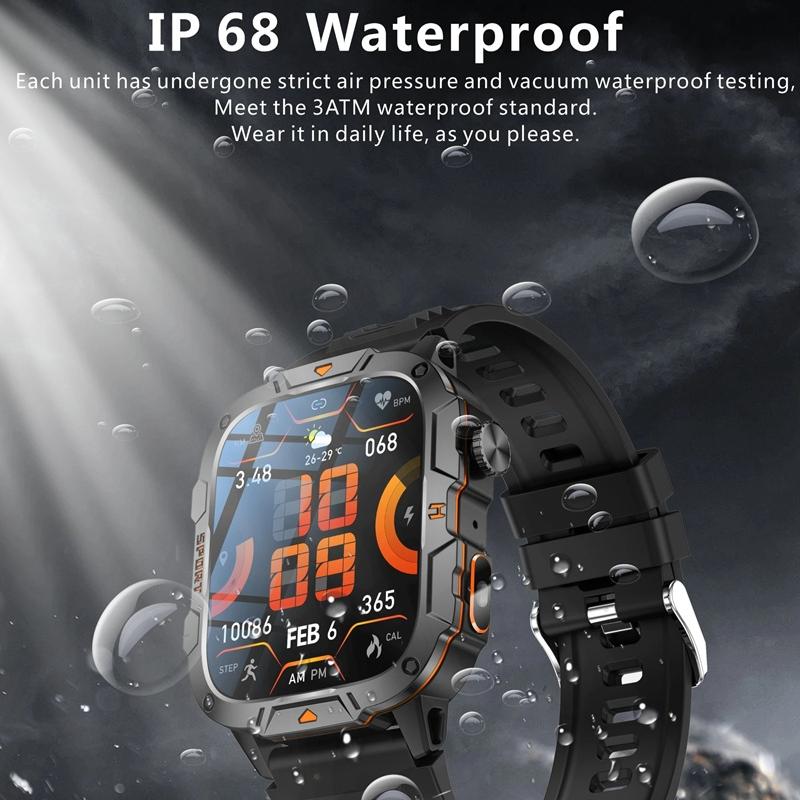 2025 New Military Grade Smart Watch Men 1.96" AMOLED Screen 5ATM Waterproof Sports Fitness Tracker BT Call Smartwatch For Xiaomi