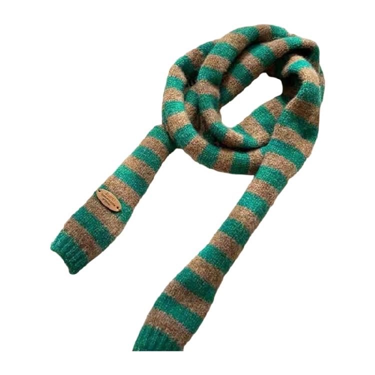 Fashion Thin Scarf Lightweight Striped Pattern Long Muffler Unisex Neckerchief Winter Accessory For Layered Outfits