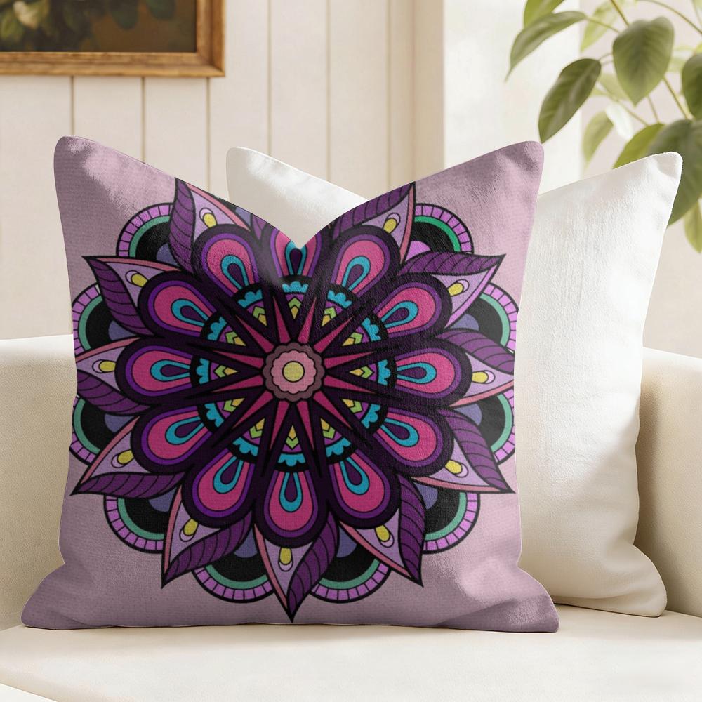 Mandala Style Decorative Cushion Cover Summer Linen Pillow Case Organic Fabric Cushion Cover Double-Sided Print Sofa Home Decor