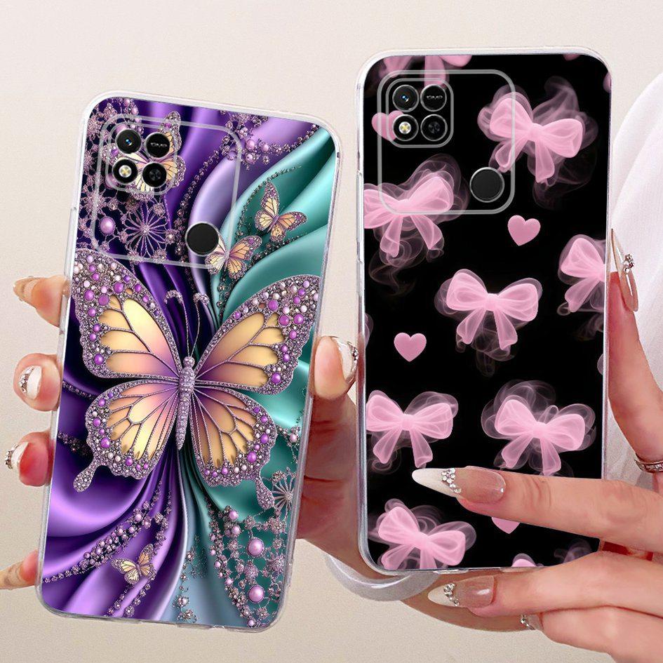 For Xiaomi Redmi 10A Case Popular Flower Bowknot Soft Clear Silicone Phone Cover For Xiaomi Redmi 10A Sport Funda Redmi10a Shell