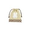 Marimo Craft Miffy Diagonal Check Series Drawstring BagCharacter Storage Bag, Cute Gift, Beige, Approx. W170 x H200mm (DBM-3126)