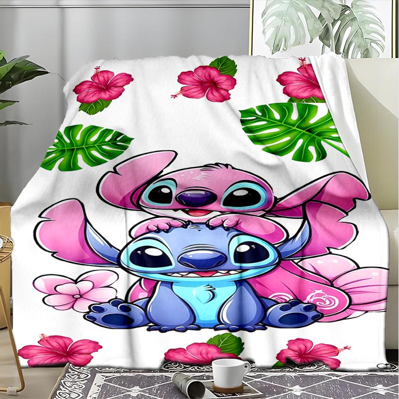 Stitch Love Flannel Fleece Blanket Cozy Warm Throw Blanket For Couch Bed Travel All Season Use