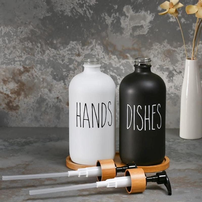 2 STuks 500ml Glazen Zeepdispenser Met Drukpomp Zeepdispenser Voor Reizen Of Huis Badkamer Aanrecht Accessoires