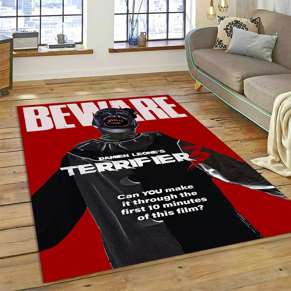 2025 New Style Terrifier 3 Horror Clown Movie Carpet Rug for Bedroom Living Room Home Sofa Decoration,kids Play Decor Floor Mat