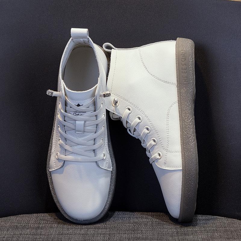 Krótkie Botki Skórzane Casualowe Buty Skórzane Płaskie Martensy