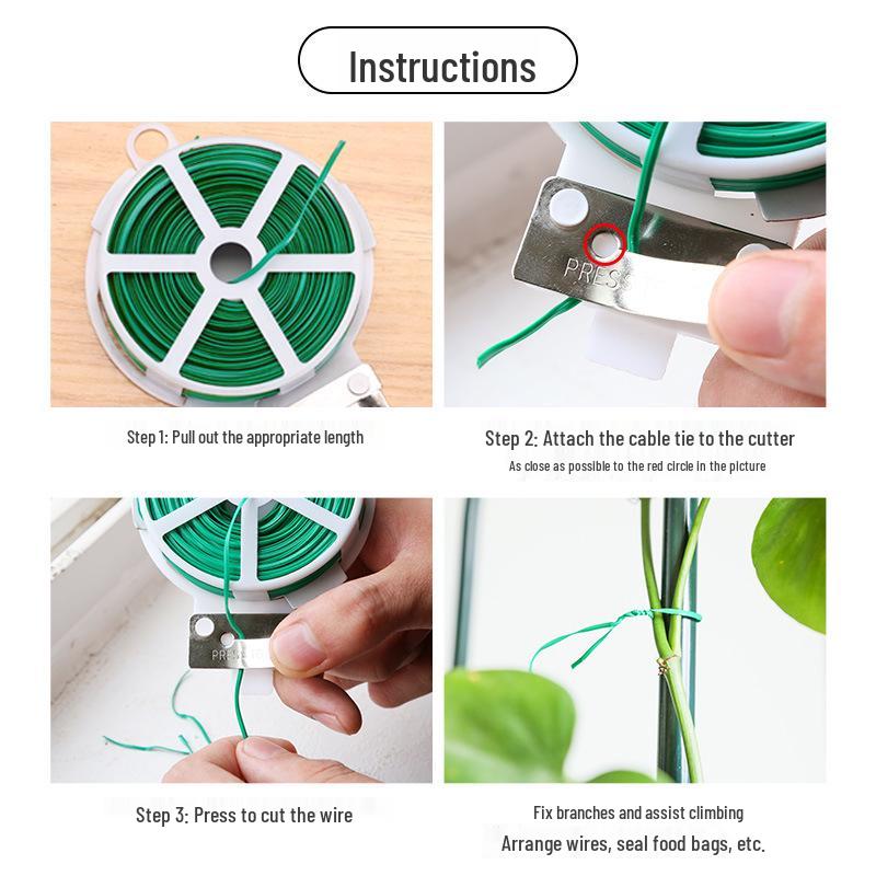 Gardening Cable Tie Self-Pruning Tool - Plastic Coated Wire Vine Support