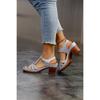 New Ethnic Style Roman Style Sandals with Summer Thong High-heeled Shoes with Velcro, Casual European and American Thick Heel High-heeled Shoes