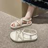 Cross Strap Gladiator Sandals for Women Summer Thick Platform Wedges Sandles Woman Casual Back Elastic Band Roman Shoes