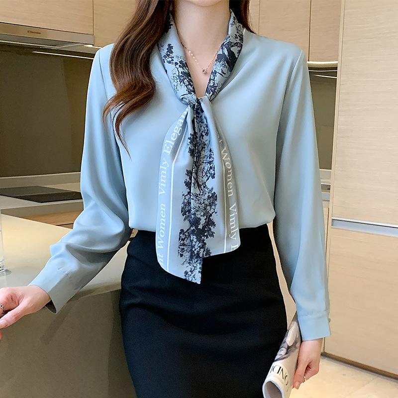 2026 Spring and Autumn New Fashion Bow Long Sleeve Shirt for Women, Elegant Casual Top