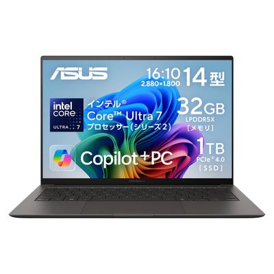 Asus Zenbook S 14 UX5406SA Intel Core Ultra 7 32GB 1TB Windows Výdrž baterie Rozpoznávání obličeje OLED AI Smare Laptop, 14palcový, 258V, Paměť, SSD, 11, 23,3hodin