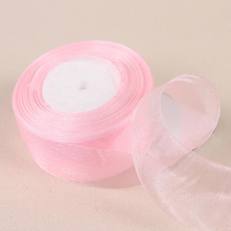 

(45meters/Roll) 2 50mm Organza Ribbon Wedding Party Christmas Decoration Weaving DIY Gift Box Packing Clothing Accessories 50mmOrganza ribbon светло-розовый