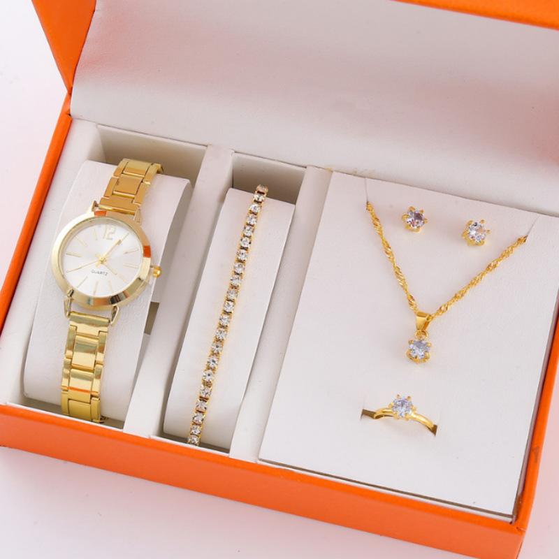 Popular Women'S Watches Supply Five-Piece Set Diamond Women'S Watches Women'S Fashion Roman Quartz Watches
