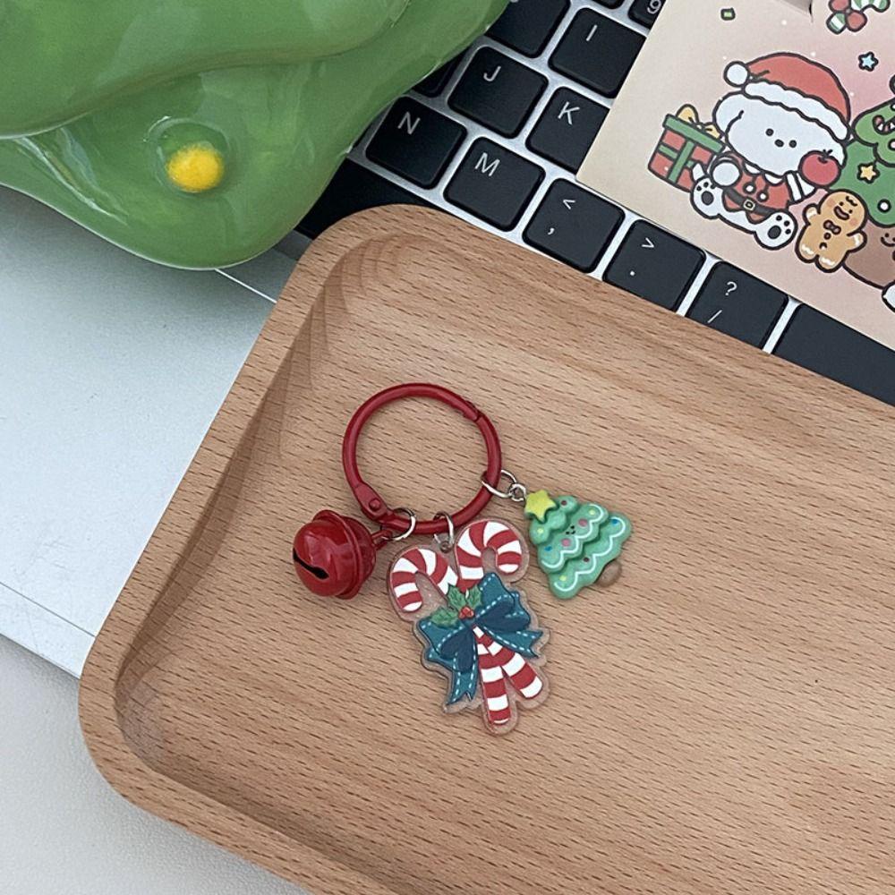 Cute Christmas Keychain Cartoon Creative Pendant Kawaii Acrylic Keyring