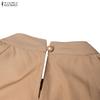 ZANZEA Women Casual Round Neck Solid Color Long Sleeve Loose Dress