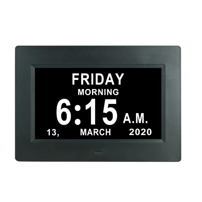 7-Inch Digital Clock with Large Font, Calendar, Alarm, Medication Reminder, Multilingual Settings