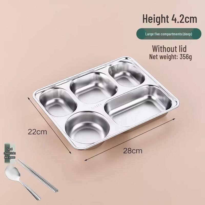 Food Grade 304 Stainless Steel Divided Lunch Tray