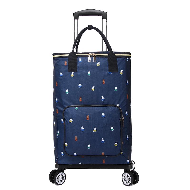 Stylish Insulated Foldable Shopping Cart with Universal Wheels