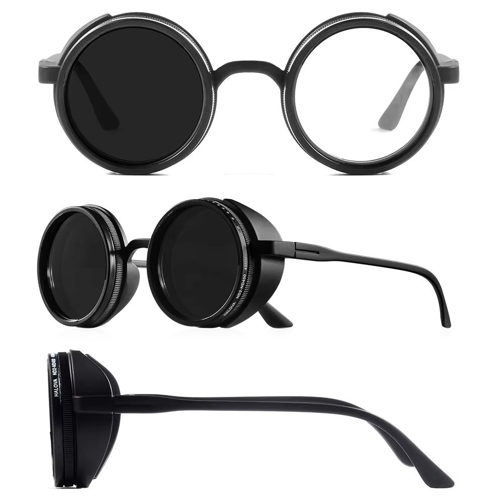 Retro Steampunk Sunglasses Polarized ND Filter Adjustable Tint Sun Glasses For Sunny Shady Places Neutral Density Men Women