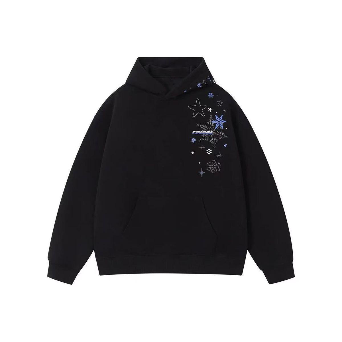Men s Snowflake Embroidered Hoodie - Autumn/Winter Loose Fit 4XL