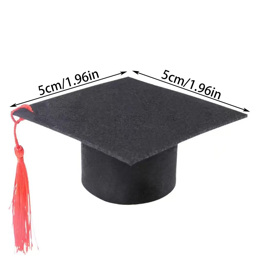 Runtowo 4pcs Graduation Hat, Felt Mini Doctoral Hat,Celebrate Party Graduation Headwear Congratulations with Tassels