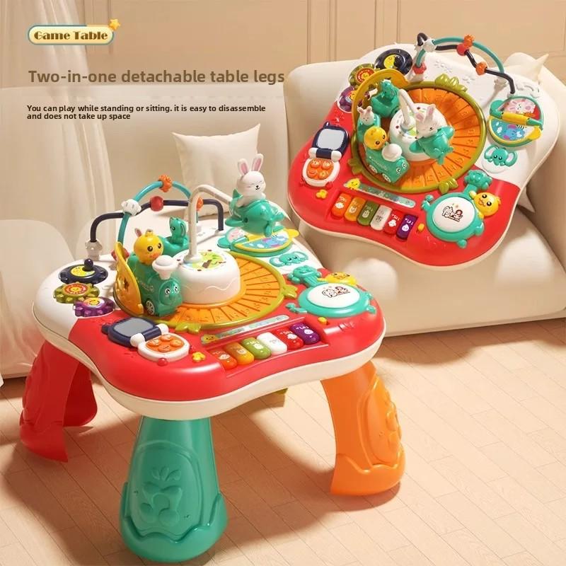 Interactive Baby Activity Table 8-In-1 Sensory Learning Toy With Music Rotating Gears Educational Play Center For Toddlers Gift