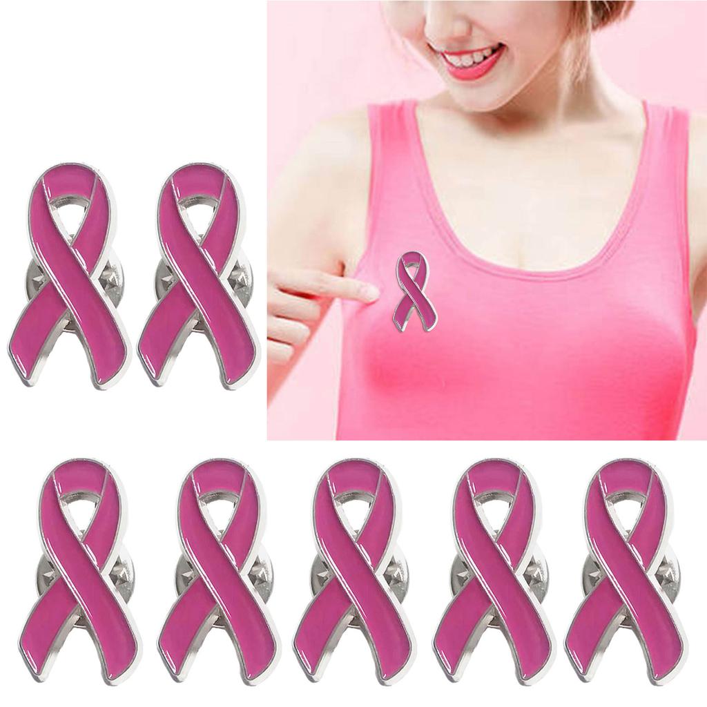 Pack of 10pcs Pink Ribbon Lapel Pin Breast Cancers Research and Awareness Brooches Set Coat Shirt Sweater Safety Pins