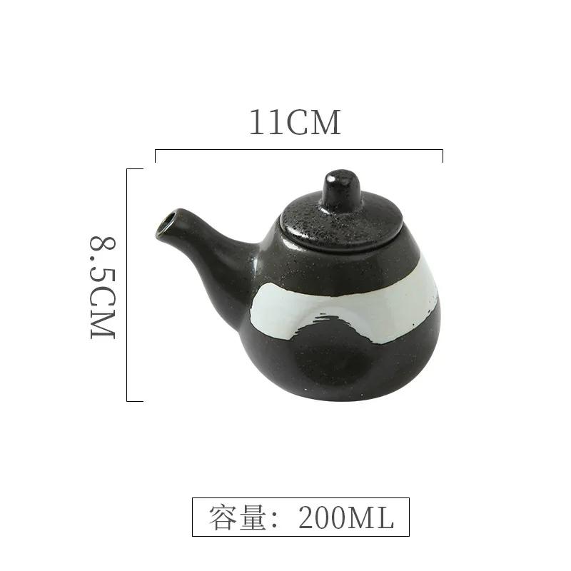 Japanese Retro Ceramic Oil Pot Household Kitchen Utensils Seasoning Pot Oil Vinegar Seasoning Bottle Kitchen Ceramic Tableware