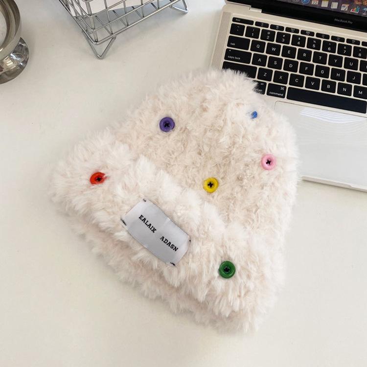 Winter Korean Version of Women's Imitation Fur Plush Hat Fashion Student Cold-proof Plush Thick Ear Protector Head Knitted Wool Hat