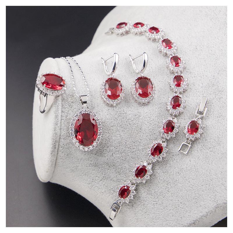 

Ожерелье и серьги Комплект украшений Комплект овальных цирконов с цирконием Цепочка Рождественские серьги