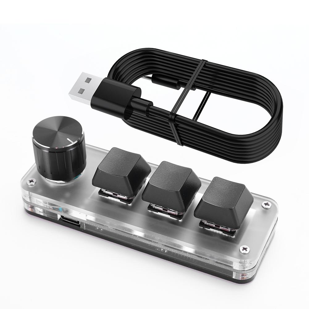3 Key 1 Knob/4 Key Programming Macro  Knob Keyboard RGB Wired USB Mini Mechanical BT Keyboard Hotswap Mechanical Macropad