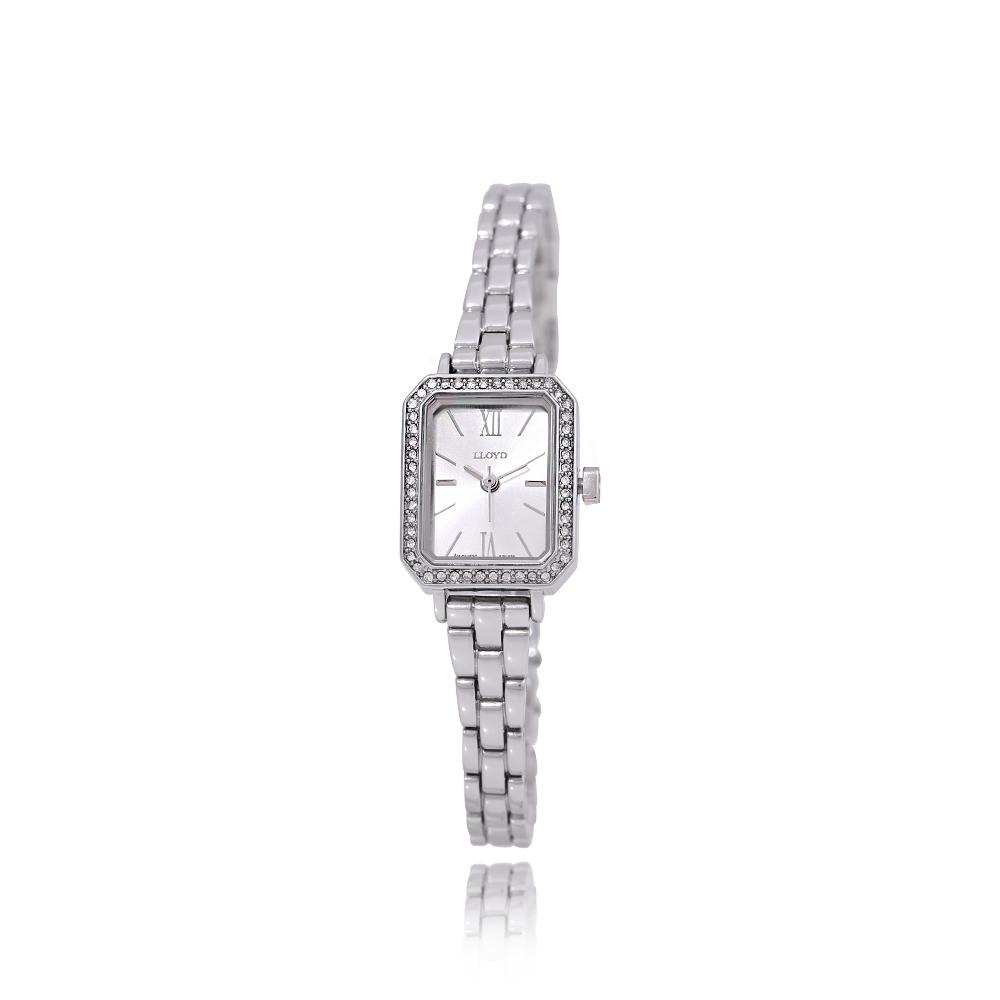 

LLOYD Awesome Square Rectangular Full Stone Silver Metal Watch LL2G18812XSS