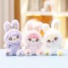 Three Baby Plush Rabbit Keychain Pendant With Embroidery Design Gift For