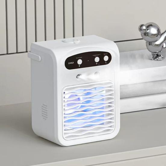 Aparat de aer condiționat portabil cu rezervor mare de apă, baterie reîncărcabilă, funcționare silențioasă, unitate AC portabilă cu difuzor compatibil Bluetooth