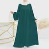 Modern Puff Sleeve Muslim Women's Robe: Spring/Autumn Solid Color Long Dress