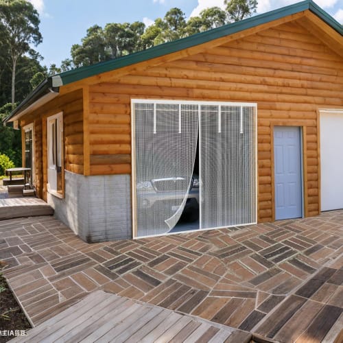 Magnetic Garage Door Screen, Car Mesh, 214cm x 244cm x 275cm x 305cm Tall, Double Door Mesh with Hook and Loop Tape, Heavy-Duty Retractable Fiberglass