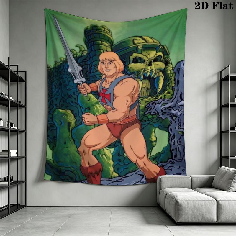 He Man Wall Tapestry Aesthetic Wall Hanging Printed Fabric Blanket Decorative Tapestries for Bedroom Living Room Home Decor