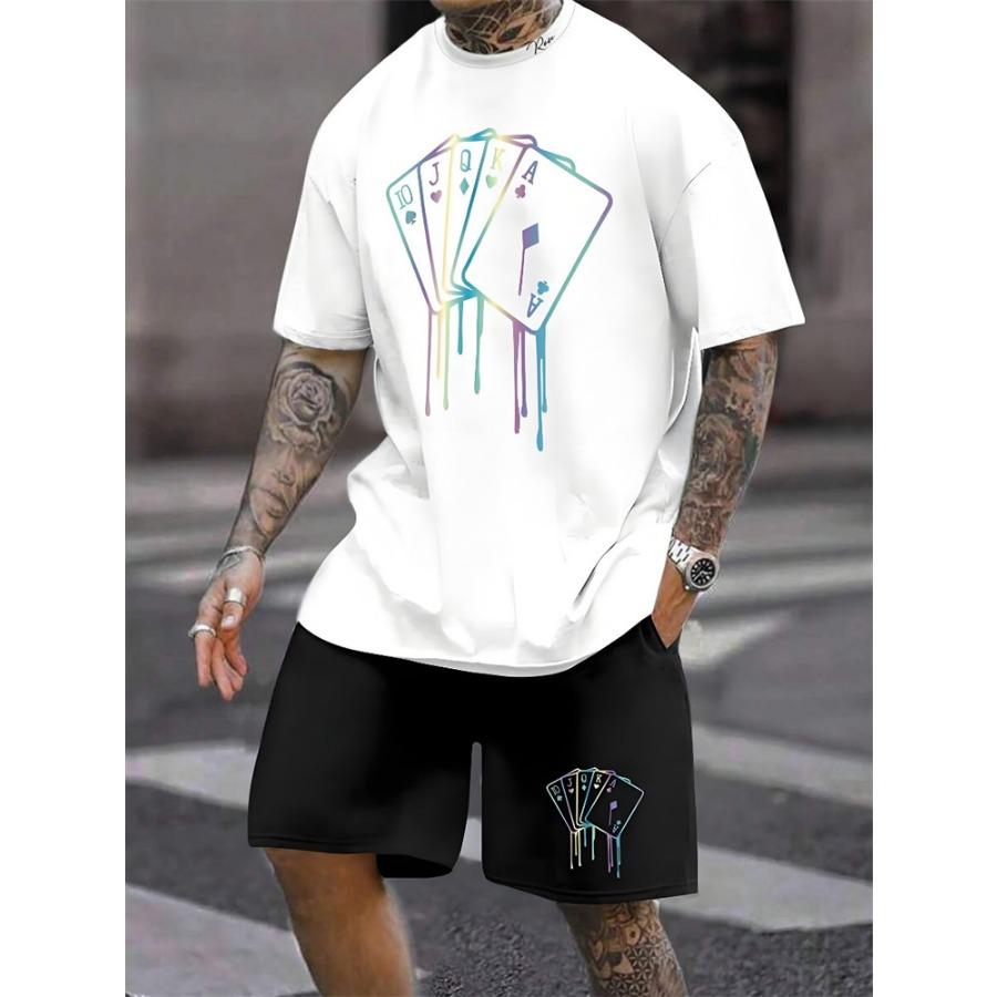 Two-piece Milano Print Men's Set Summer Casual Everyday Men's Short-sleeved T-shirt Outdoor Street Men Fashion Sports Shorts